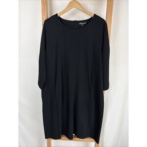 NWT Base Level by YEST"Yiona" Black Long Sleeve Pockets Midi Dress #0844 Size 16